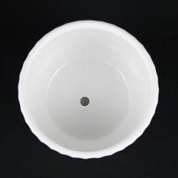 3-Piece White Ceramic Planter Pot Set with Vertical Fluted Design & Matching Saucers