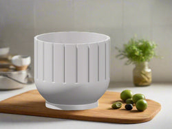 Modern Indoor Planter with Drainage – 3D Printed Fluted Plant Pot, Vertical Ribbed Design, Minimalist Decor Accent, Mid-Bubble