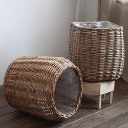 Natural Wicker Floor Planter Basket with Liner