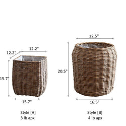 Natural Wicker Floor Planter Basket with Liner